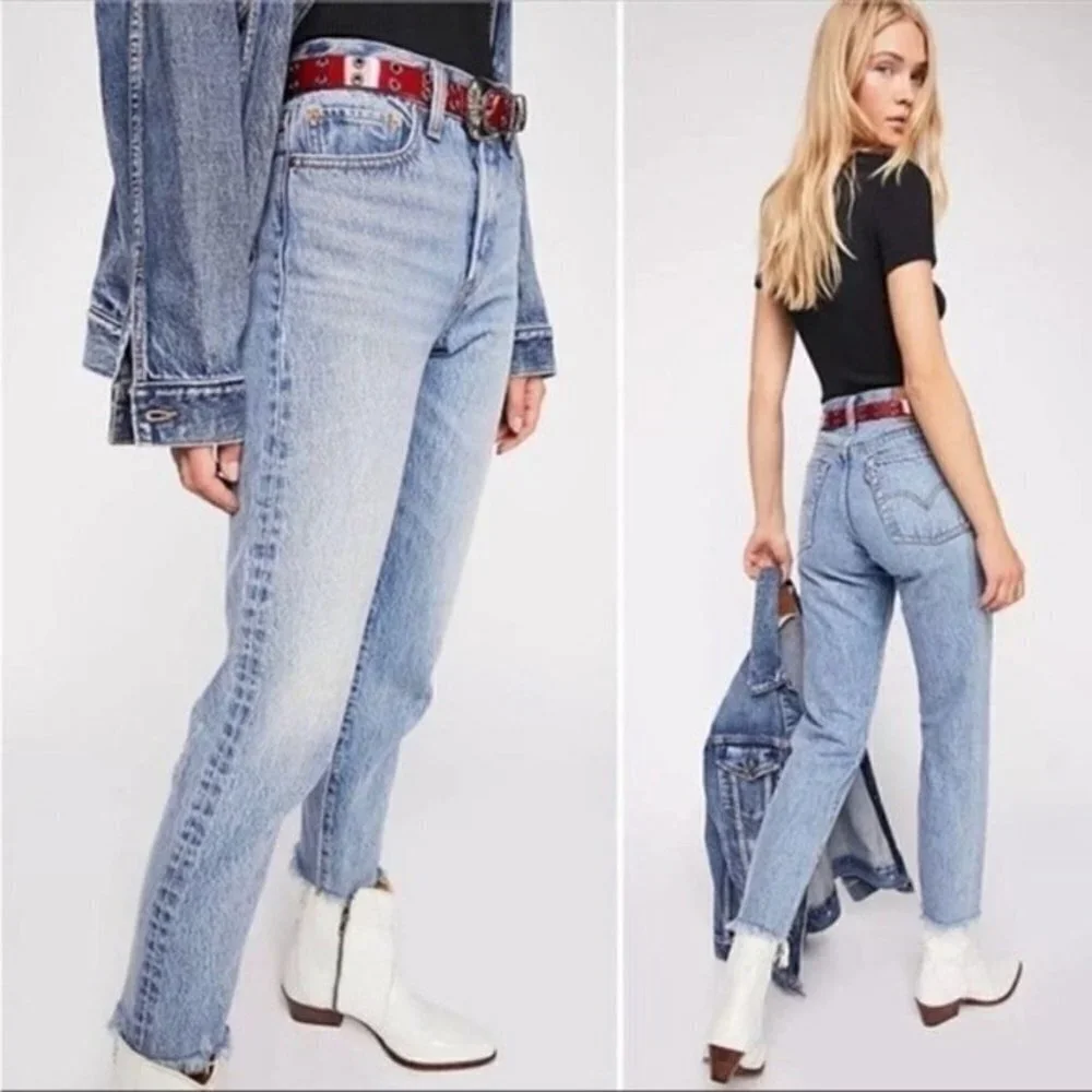 Levi's Premium Wedgie Jeans Denim Size 27 Raw hem Button Fly 100% cotton